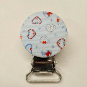 Klemmur á snuddubönd - blá hjörtu