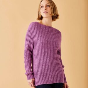 Trøje med sadelskulder og strukturstrik (nr 890430)