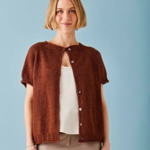 Kortærmet cardigan med fine kanter (nr 890431)