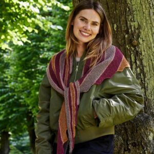 Sjal i striber med vendepinde (nr 890435)