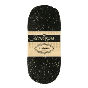 Scheepjes Catona Shine - jet black gold (nr 110G)