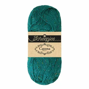 Scheepjes Catona Shine - dark teal rainbow (nr 401R)