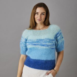 Raglanbluse med kort ærme & stiber (nr 8932116)