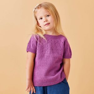 T-shirt med rundt bærestykke og hulmønster (nr 8934120)