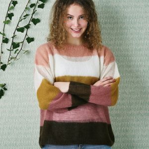 Stribet Sweater i Angel (nr 894187)