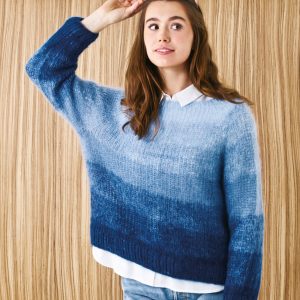 Raglanbluse i 3 tr. degradé striber (nr 894197)